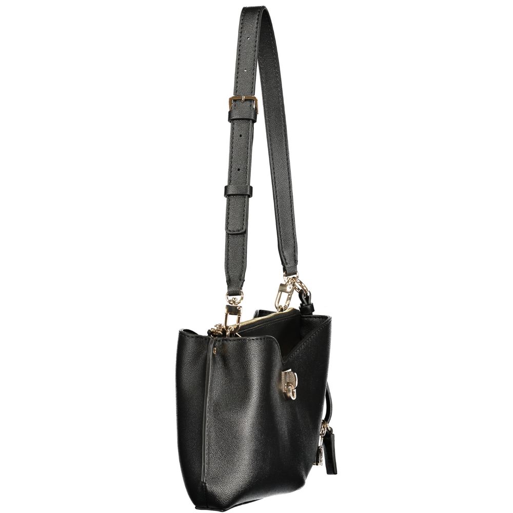This Crossbody Handbag by Guess Jeans for women in polyethylene and black & white presents a sculptural silhouette featuring a secure snap & zipper, ample built-in-compartments & internal-pockets, and versatile crossbody-strap, adjustable-strap & handle for a sculptural finish.