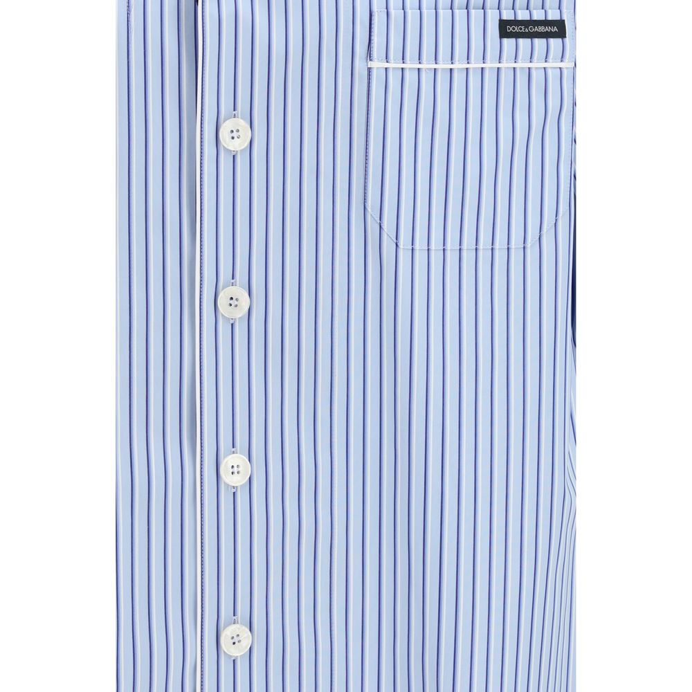 Shirt by Dolce & Gabbana for men in cotton & silk blue & striped showcases a sublime silhouette, artfully detailed with a sublime and for a sophisticated, sublime finish.