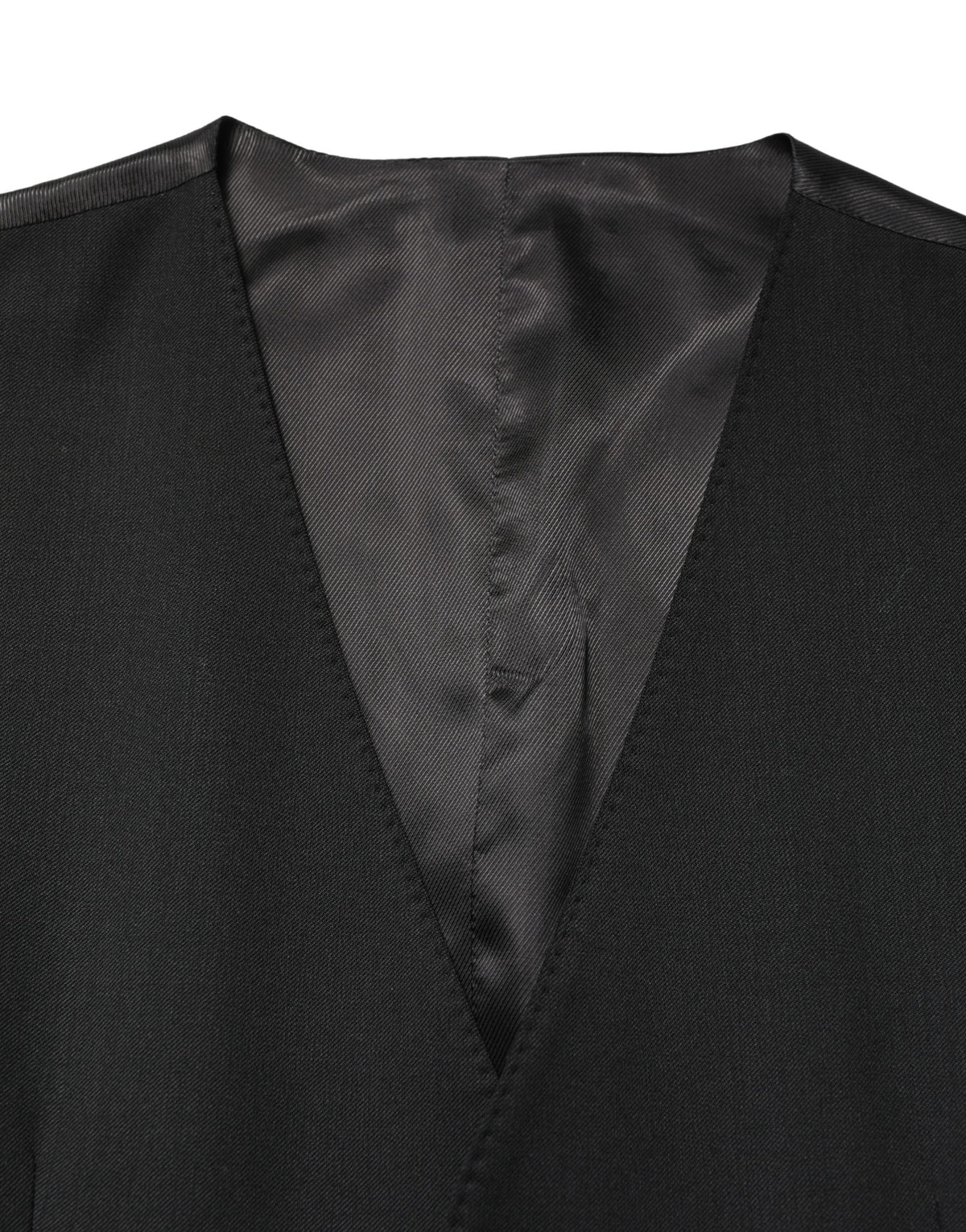 Dolce & Gabbana Men's Single Breasted Wool Silk & Viscose Vest - Black
