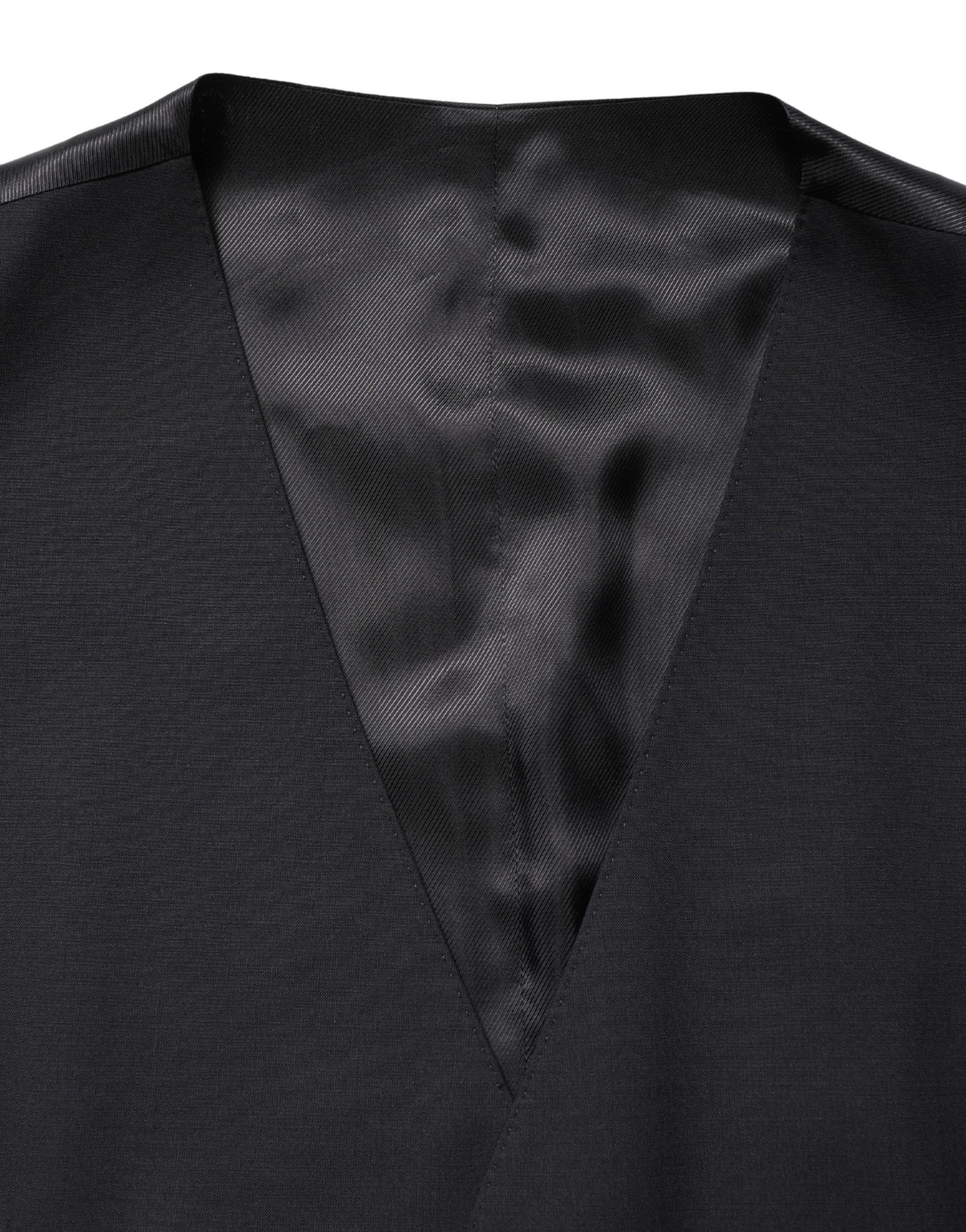 Dolce & Gabbana Men's Single Breasted Virgin Wool Viscose & Cupro Vest - Black