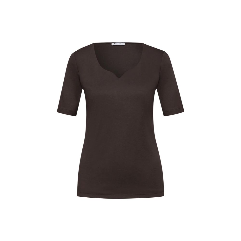 Street One Heart Women's Short-Sleeve; Long-Sleeve Modal Cotton Denim T-Shirt - Brown