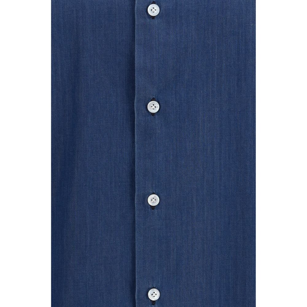 Shirt by Finamore for men in cotton blue features an polished silhouette, showcasing a sophisticated and detail for a truly polished finish.