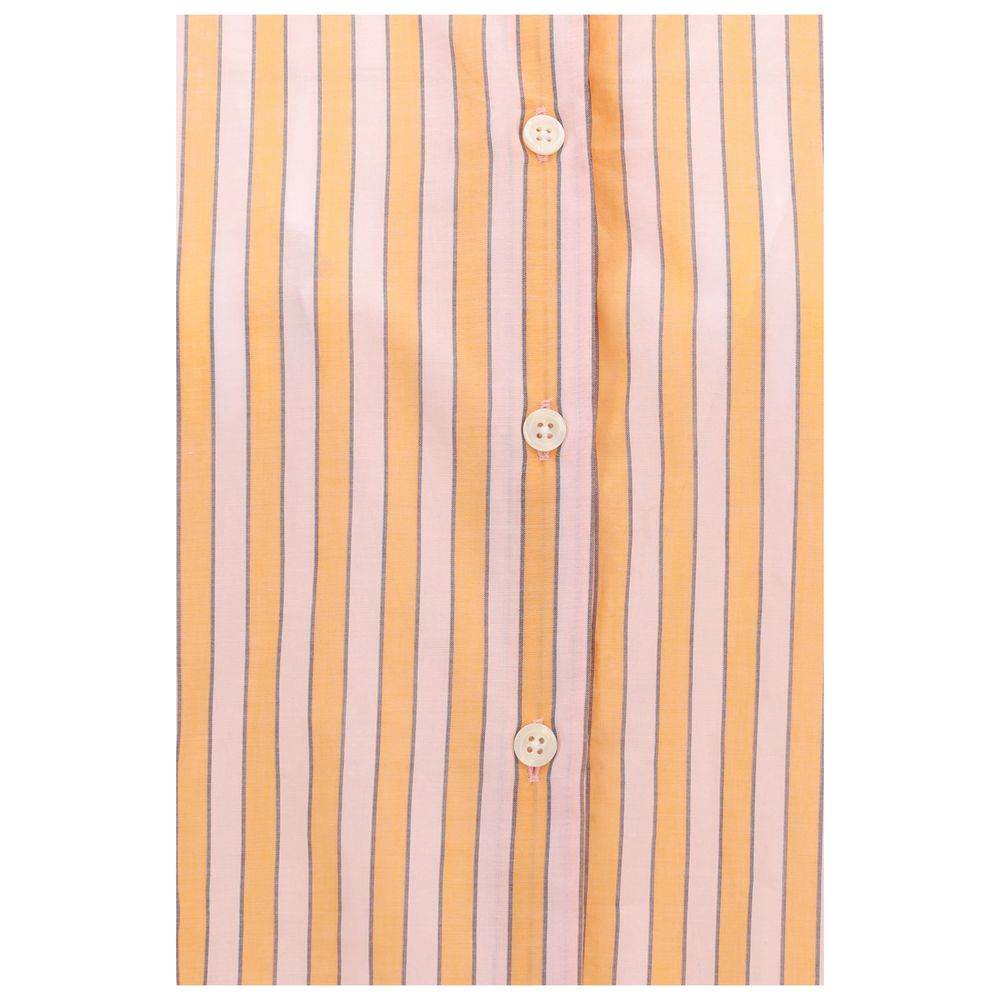 Blouse by SOSUE for women in cotton coral, orange, pink, patterned & striped showcases a sublime silhouette, artfully detailed with a sublime and for a sophisticated, sublime finish.
