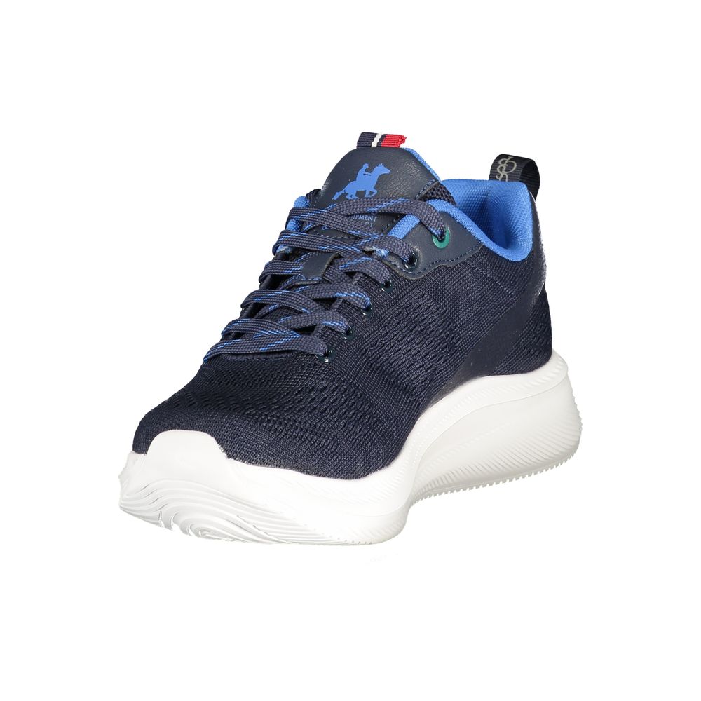 Athletic Sneakers by U.S. Grand Polo for men in polyester & polyurethane blue & print presents a sleek silhouette, perfectly capturing the athletic style essence of Men's Athletic Polyester & Polyurethane Sneakers with its sleek design and premium finish.