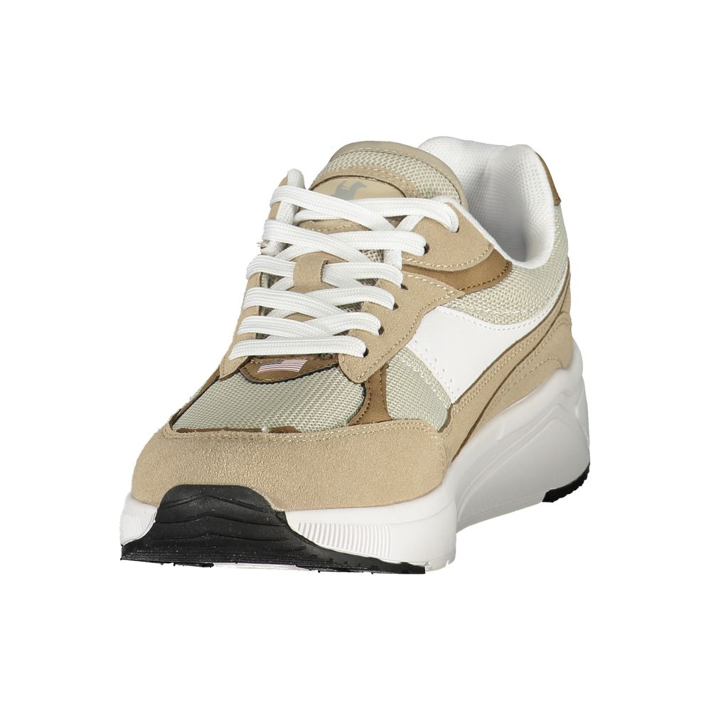 U.S. Grand Polo Men's Athletic Polyester & Polyurethane Sneakers - Beige Brown Print
