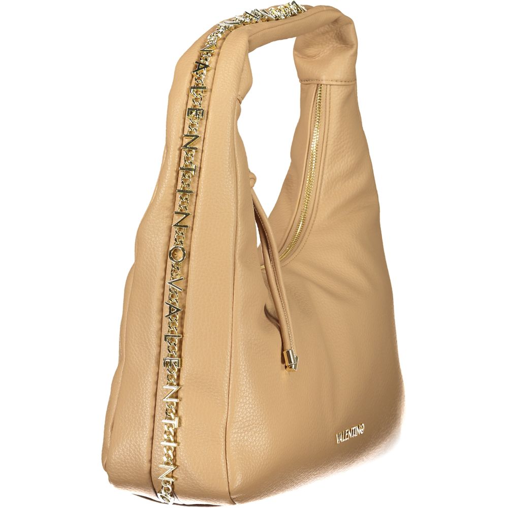 This Shoulder Handbag by Mario Valentino for women in polyethylene and beige & signature presents a sculptural silhouette featuring a secure zipper, ample internal-pockets, and versatile shoulder-strap & handle for a sculptural finish.