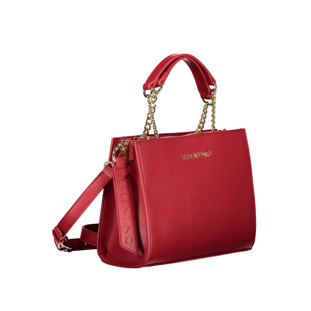 Handbag by Mario Valentino for women in polyethylene red features a ornamental silhouette, showcasing a secure snap & zipper, ample built-in-compartments, and ornamental shoulder-strap, adjustable-strap & handle for a sophisticated look.