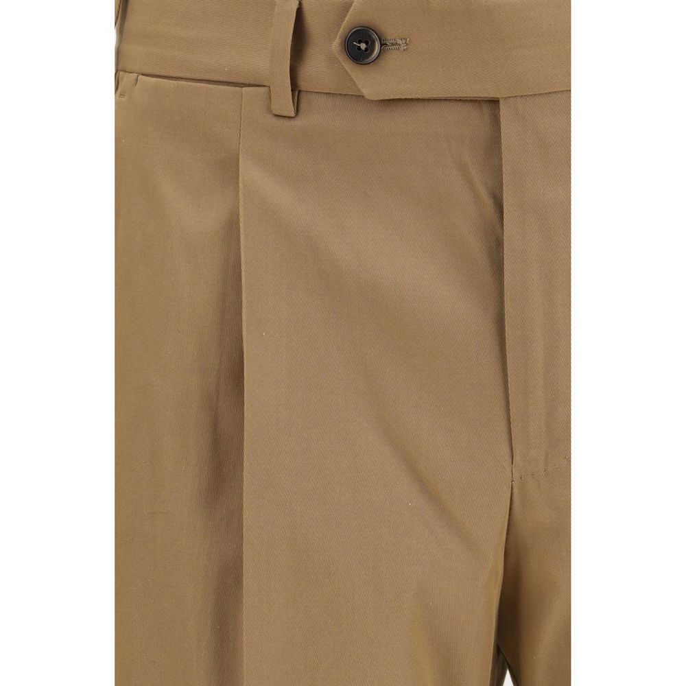 Chinos Pants by PT Torino for men in wool cotton & silk brown & white features a modern silhouette, showcasing a modern slim with a long and for a refined finish.