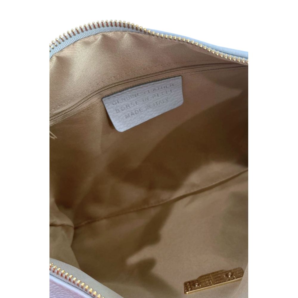 Shoulder Clutch Handbag by Baldinini Trend for women in cowhide blue & gold features a architectural silhouette, showcasing a secure zipper, ample built-in-compartments, and versatile shoulder-strap for a architectural finish.
