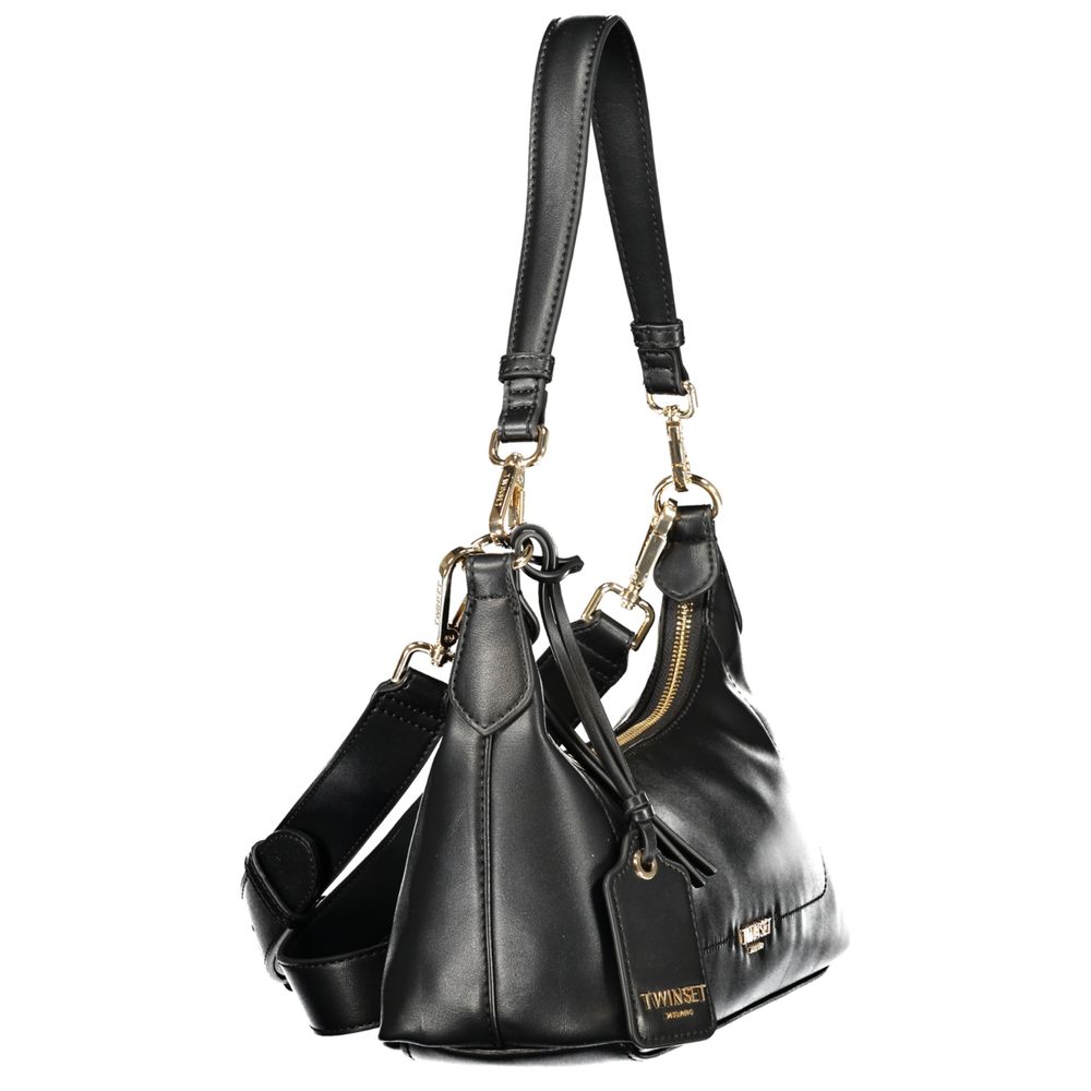 Handbag by Twinset for women in polyethylene black & signature presents a ornamental silhouette, showcasing a secure zipper, ample cardholder, and versatile shoulder-strap, adjustable-strap, detachable-strap & handle for a ornamental finish.