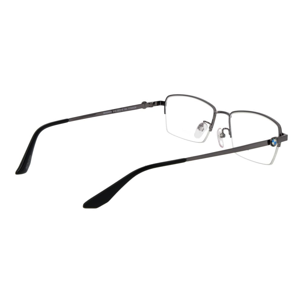 Eyeglasses Frames by BMW for men in titanium gray features an refined silhouette, showcasing the refined gunmetal coloured frame and sophisticated half-frame frame design.