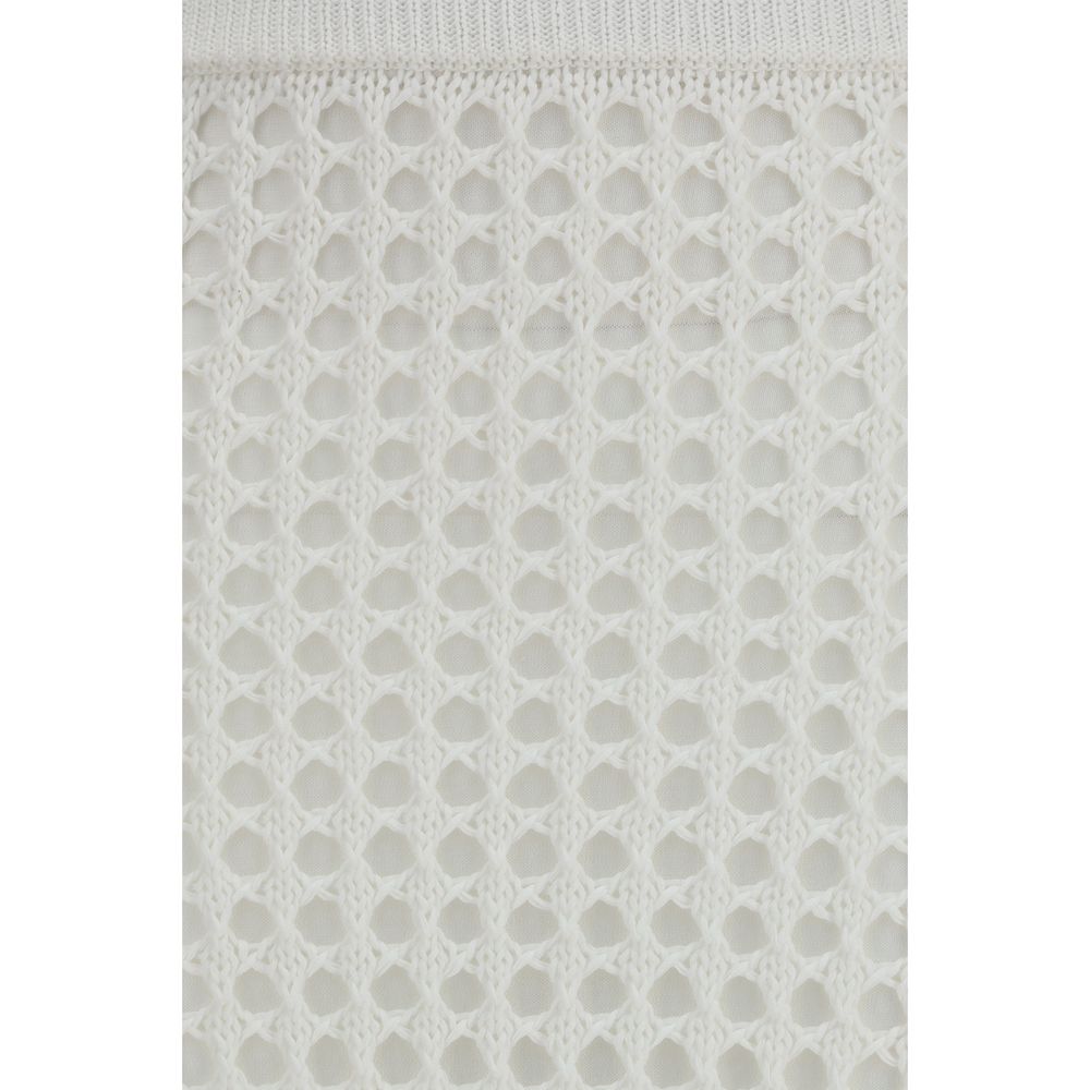 Max Mara Pure White Cotton Midi Skirt