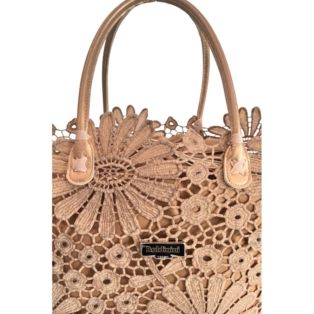 Drawstring Pouch Shoulder Bag by Baldinini Trend for women in polyurethane brown, floral & signature features a stately silhouette, showcasing a secure drawstring, ample , and stately handle for a stately finish.