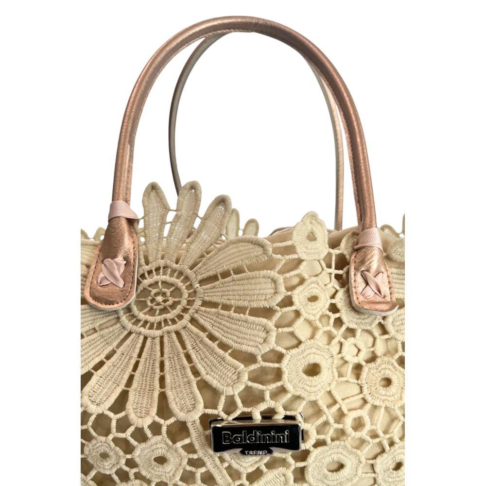 Drawstring Pouch Shoulder Bag by Baldinini Trend for women in polyurethane beige & floral features a effortless chic silhouette with a secure drawstring, ample , and versatile handle for a effortless chic finish.