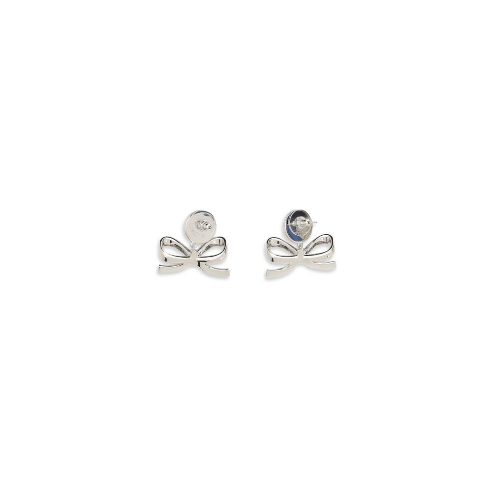Earrings by Self-Portrait for women in goatskin leather pearl & silver showcases a enchanting silhouette, artfully incorporating the intricate drop stud seen in the Women's Drop Stud Silver Brass & Pearls Earrings.