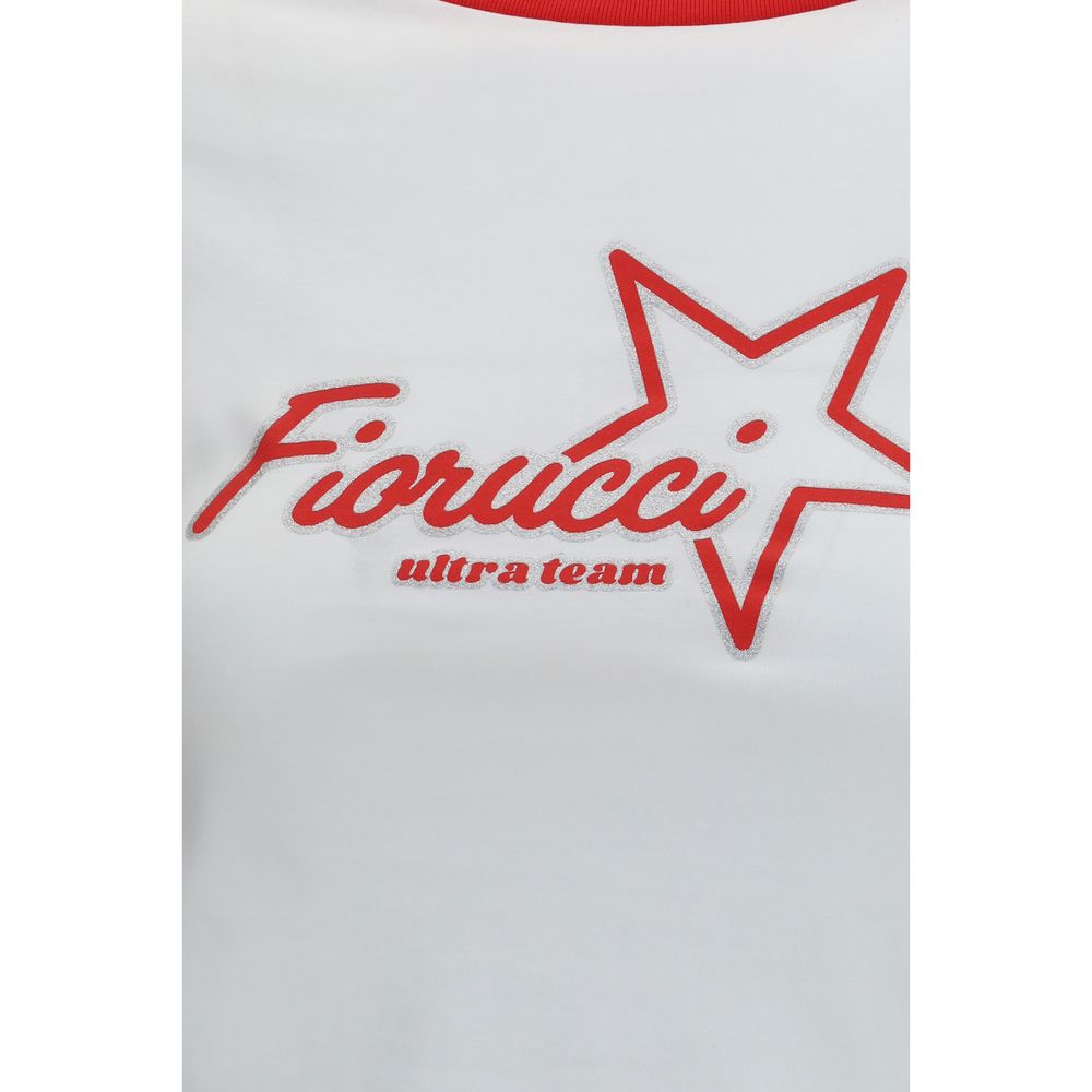 T-Shirt by Fiorucci for women in cotton multicolor, red & print showcases a dramatic silhouette, elegantly detailed with a dramatic and for a truly dramatic finish.