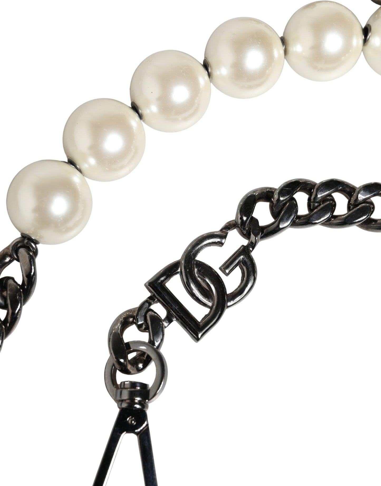 Shoulder Strap from Dolce & Gabbana for women in brass zamak & calf leather pearl, silver & white features an on trend design from the Brass Zamak Calf Leather Shoulder Strap collection, highlighting a premium look.