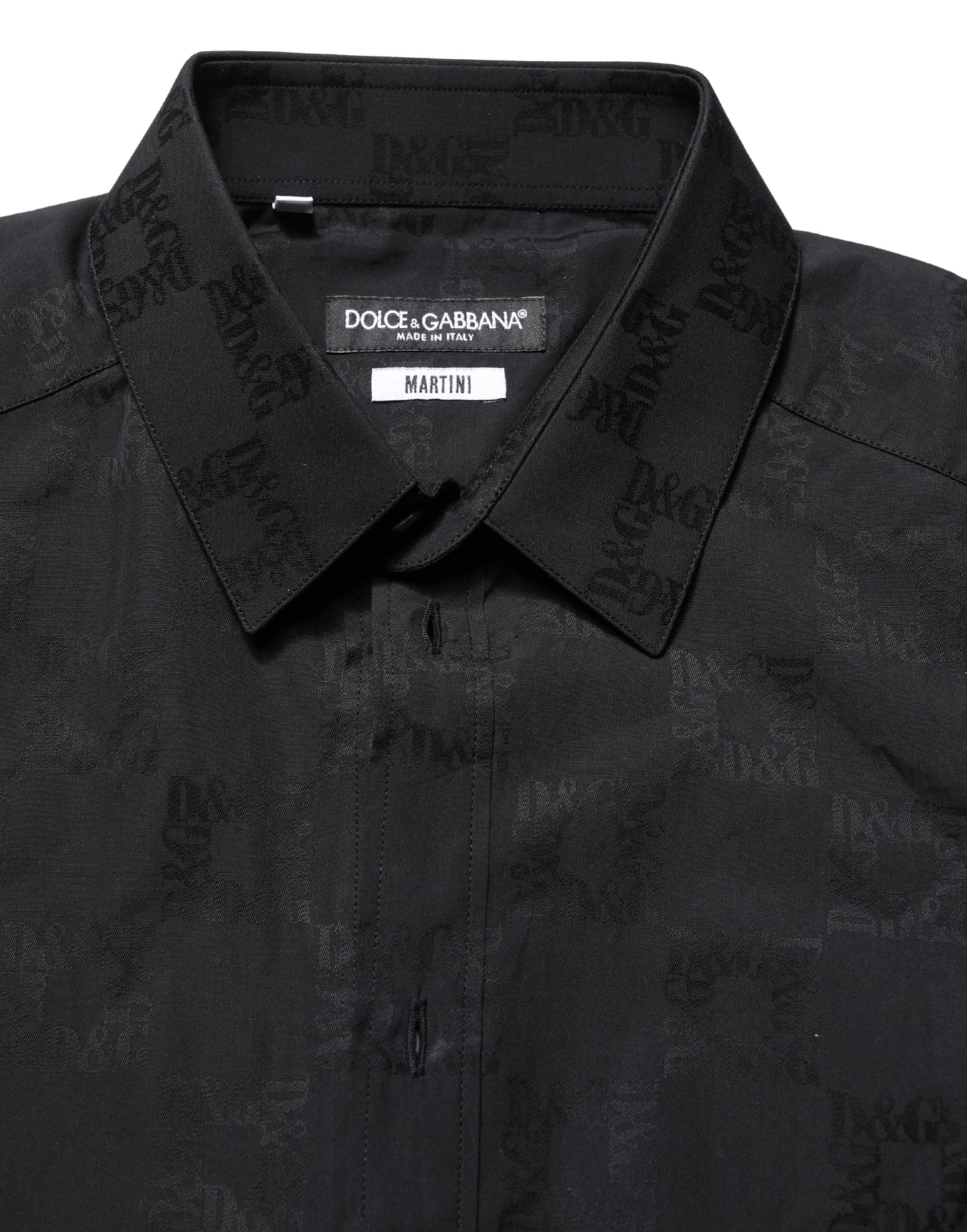Dolce & Gabbana Black MARTINI Cotton Slim Dress Formal Shirt
