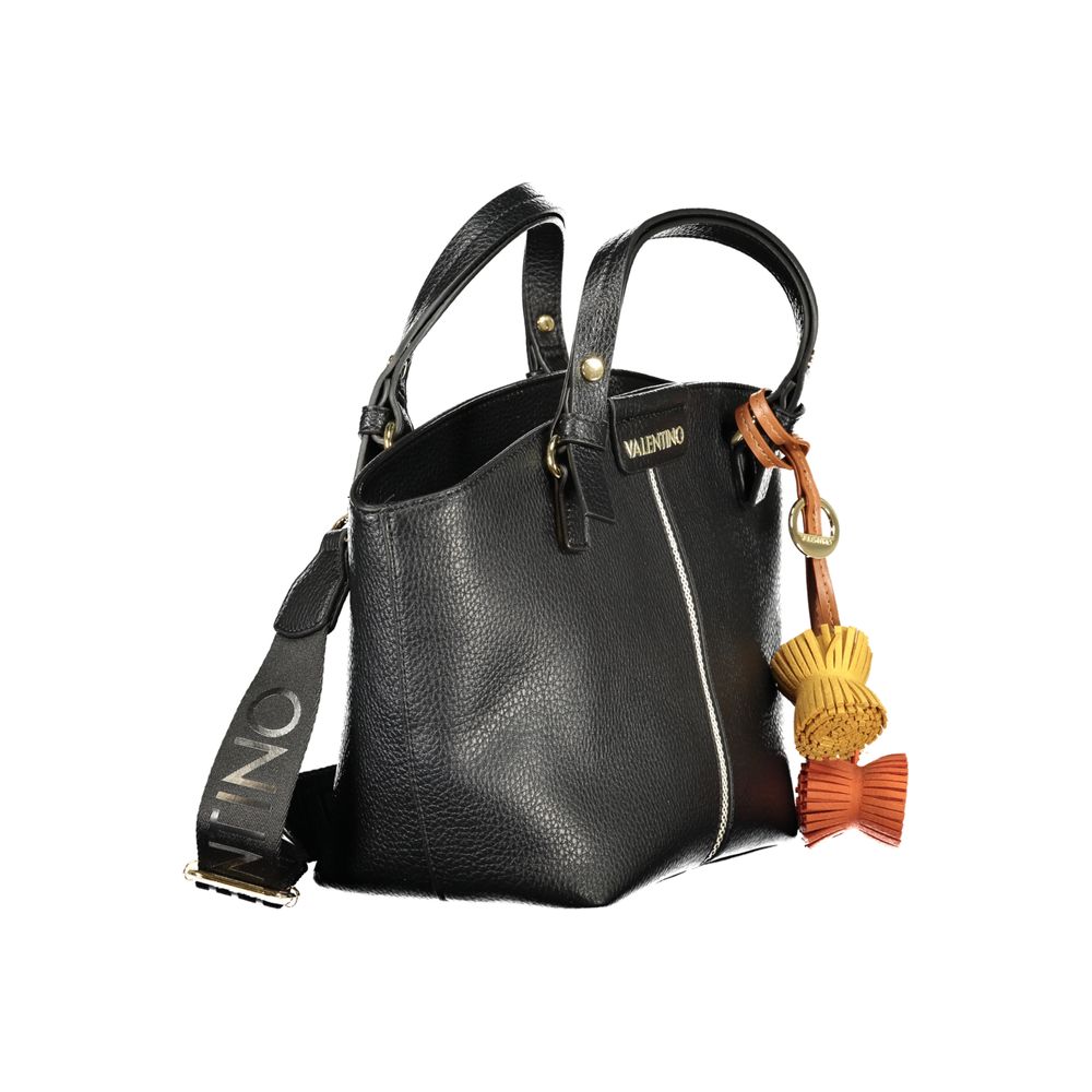 Handbag by Mario Valentino for women in polyurethane black features a refined silhouette, showcasing a secure , organized , and versatile for a refined finish.