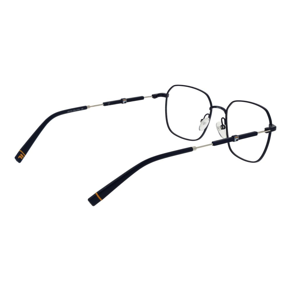 Eyeglasses Frames by Fila for men in metal blue showcases a reflective silhouette, artfully incorporating a sophisticated blue coloured frame with a distinct full-frame frame design.