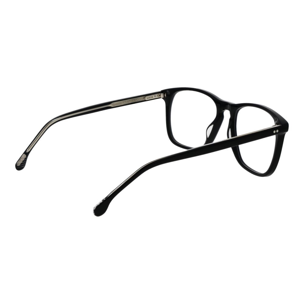 Eyeglasses Frames by Lozza for men in cellulose acetate black features an refined silhouette, showcasing a sophisticated black coloured frame and refined full-frame frame design for a refined look.