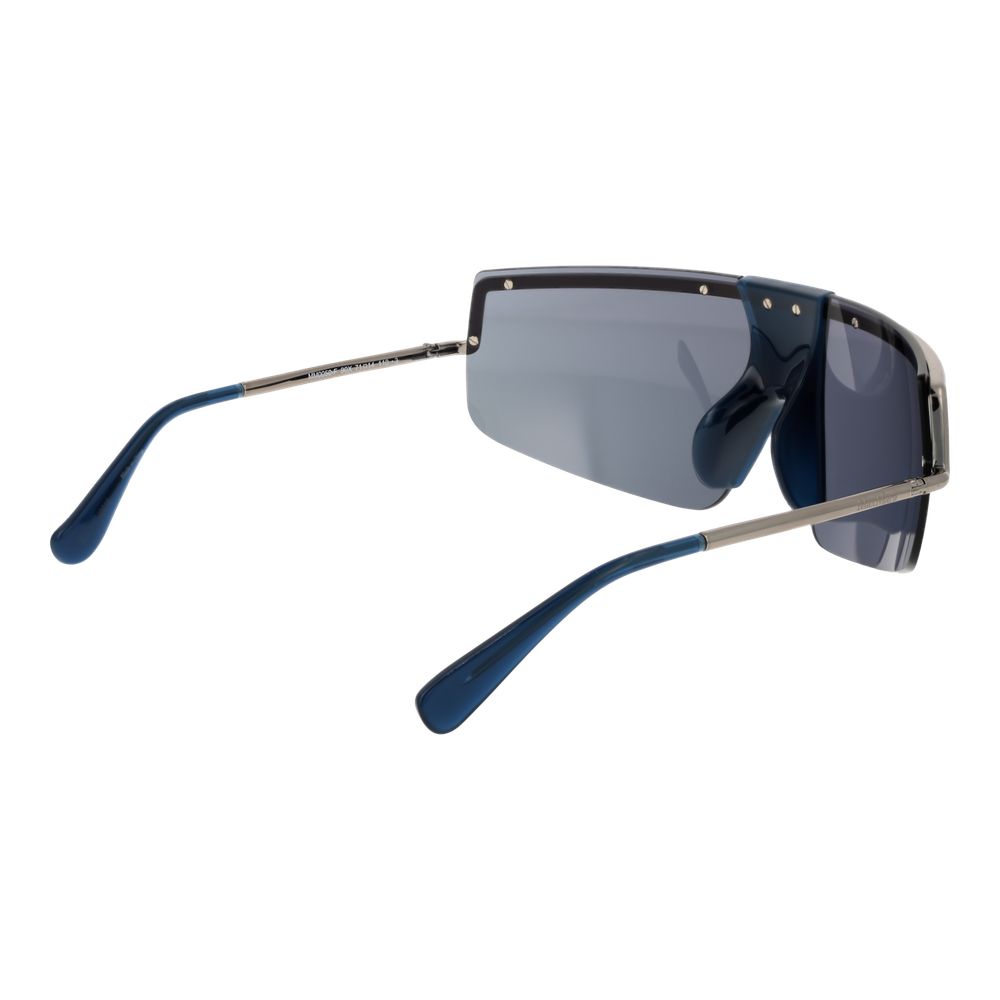 This Sunglasses by Max Mara for women in metal silver presents a sumptuous silhouette, showcasing a sumptuous rimless mono-lens frame design in silver coloured frame and high-performance mirrored category-3-dark-tint lens.