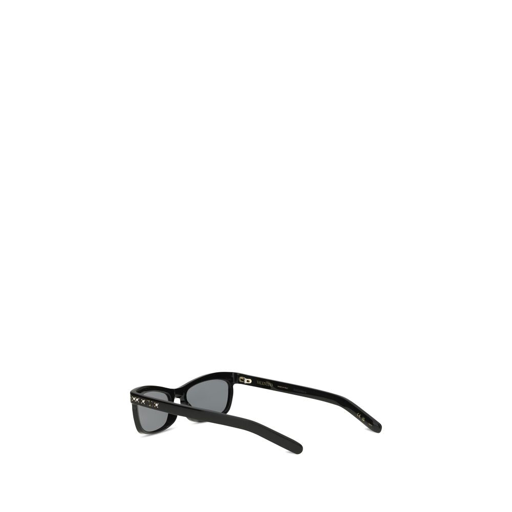 Valentino Garavani V Logo Cat Eye Acetate Enamel & Crystal Sunglasses - Black