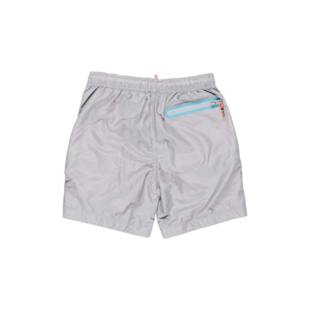 Swim Shorts by Superdry for men in polyester gray showcases a sculptural silhouette, expertly capturing the sophisticated essence of the sculptural Men's Polyester Swim Shorts design for a premium poolside look.