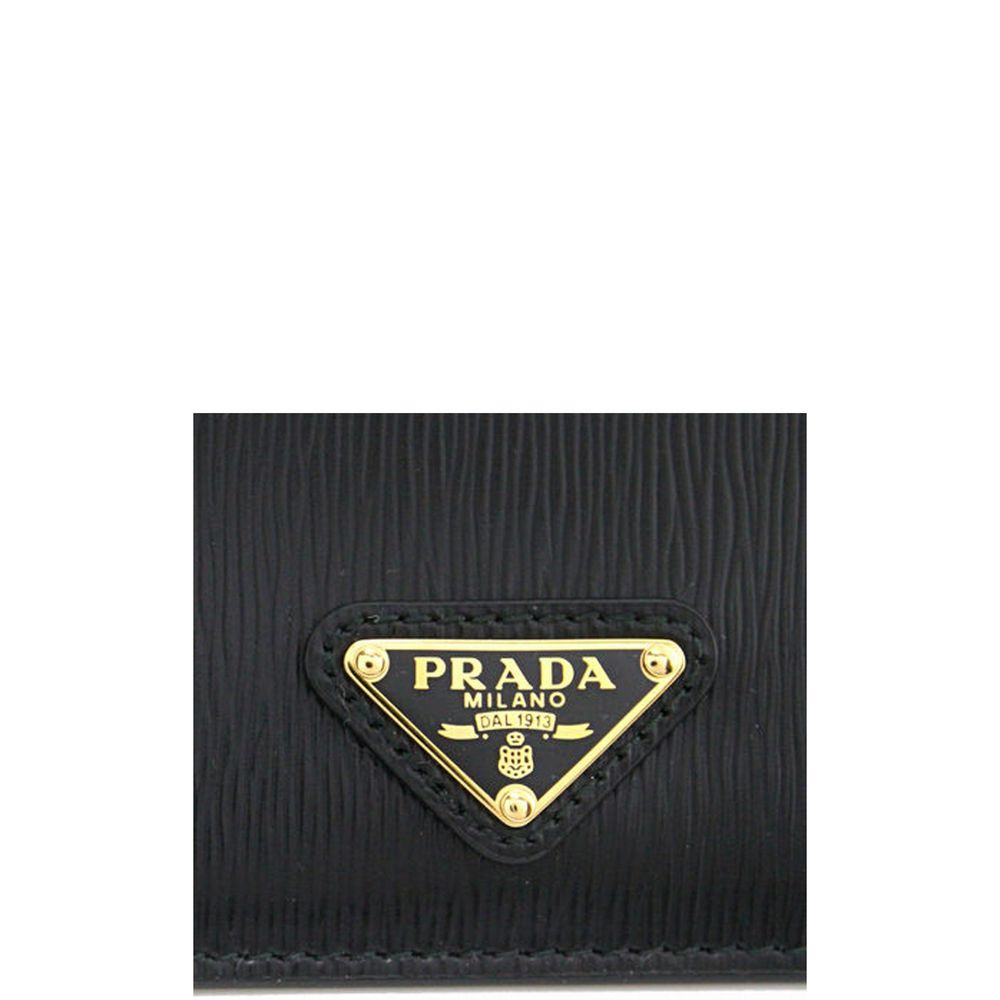 Cardholder Card Case by Prada for women in calfskin leather black features a refined silhouette, showcasing the elegant lines of the Calfskin Leather Cardholder Card Case alongside premium card-organization for a refined finish.