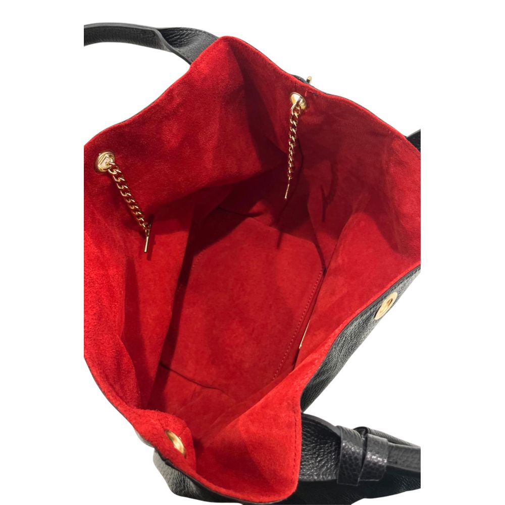 Shoulder Clutch Handbag by Baldinini Trend for women in metal black & gold features a statuesque silhouette, showcasing a secure and organized with versatile shoulder-strap & handle for statuesque evening wear.