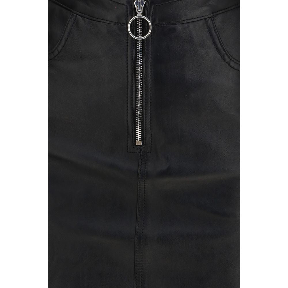 Skirt by Fiorucci for women in lamb leather black features a captivating silhouette, showcasing the captivating Heart Women's High Rise Lamb Leather Mini Skirt design with a sophisticated mini for a captivating look.