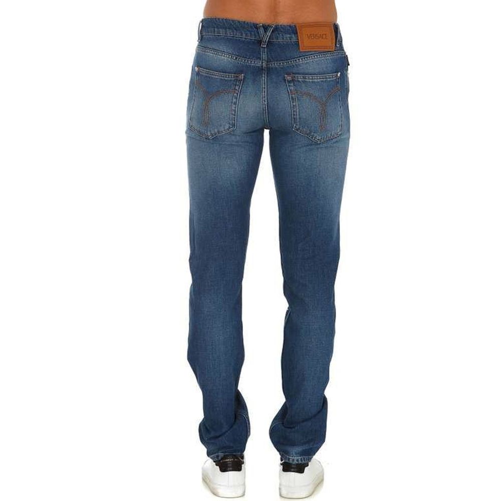 Versace Men's Straight Leg Denim Cotton Jeans - Blue