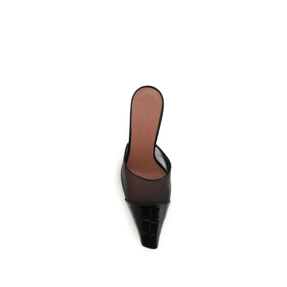 Mules Flat Shoes by Amina Muaddi for women in bos taurus calf leather black showcases a resplendent Jamie Women's Bos Taurus Calf Leather Mules Flat Shoes aesthetic with a and .