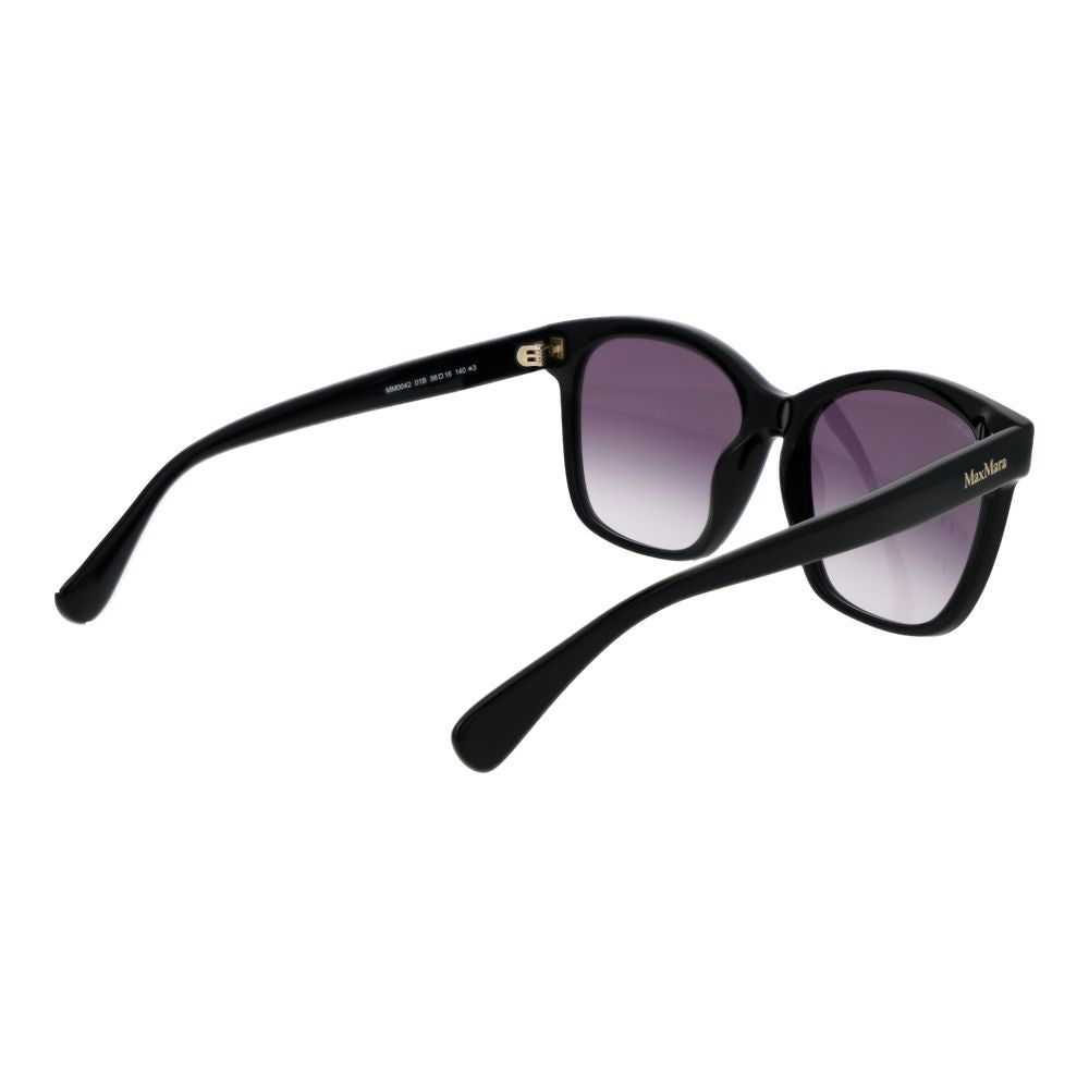 Sunglasses by Max Mara for women in acetate black showcases a ethereal silhouette, featuring black coloured frame butterfly full-rim frame design with gradient category-3-dark-tint lens for a ethereal finish.