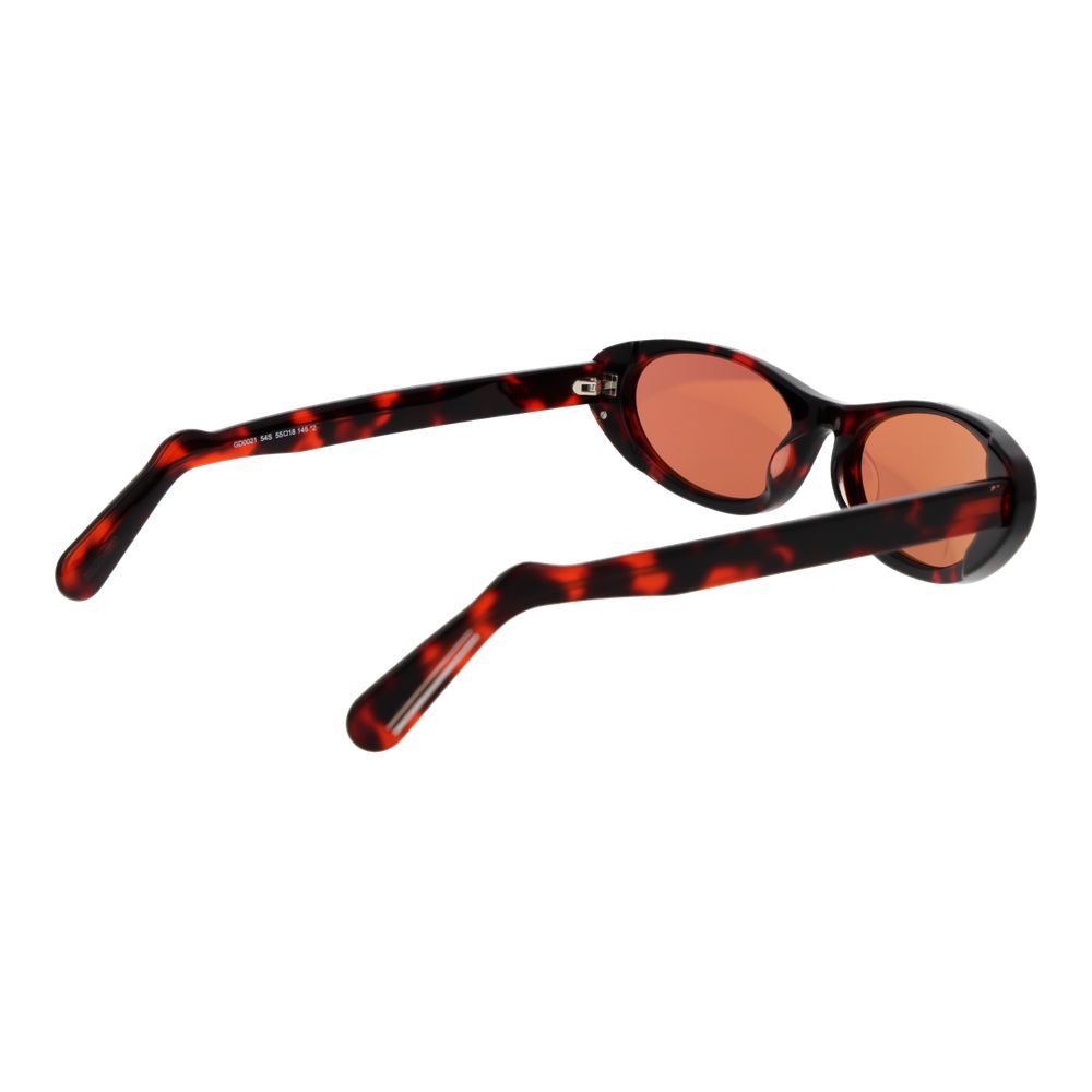 Sunglasses by GCDS for unisex in plastic black features a sumptuous silhouette, showcasing a sumptuous full-rim oval frame design in black coloured frame with high-performance non-polarized category-2-medium-tint lens.