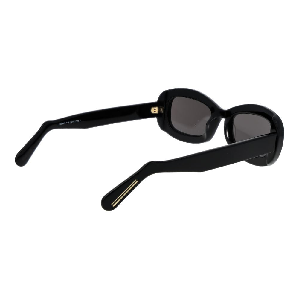 Sunglasses by GCDS for unisex in black features a sumptuous silhouette, showcasing a sumptuous rectangle full-rim frame design in black coloured frame with high-performance non-polarized category-3-dark-tint lens.