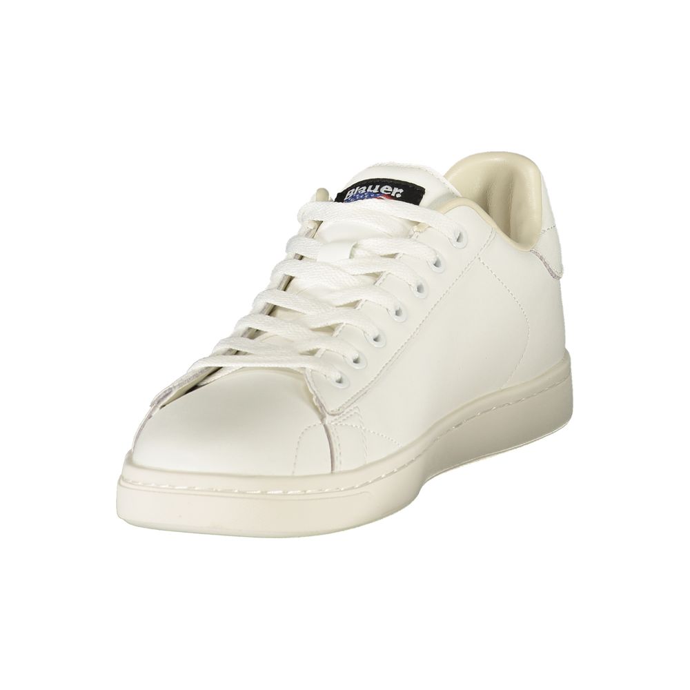 Athletic Sneakers by Blauer for men in polyester polyurethane leather blue & white features an stately silhouette, showcasing the signature athletic style of the Crisp Men's Athletic Polyester Polyurethane Leather Sneakers collection with a truly stately finish.