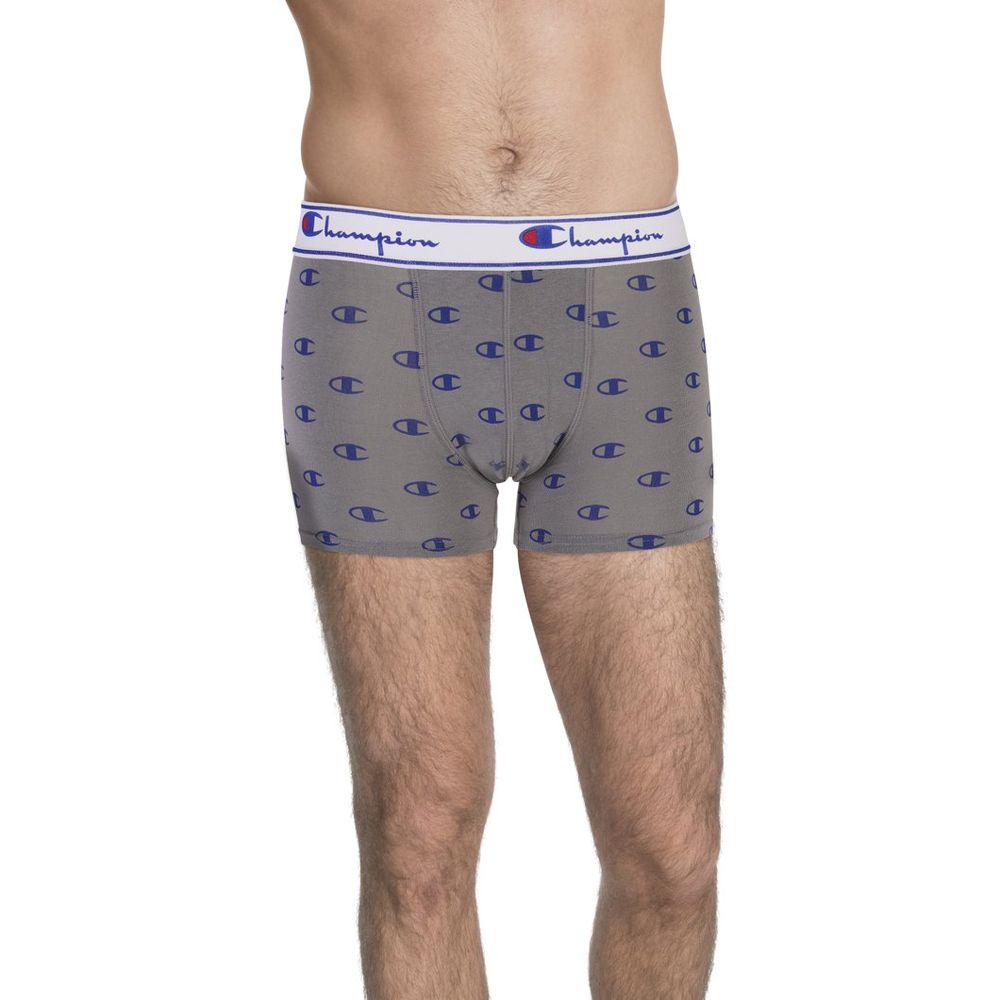 Champion Men's Stretch Cotton Underwear Boxer Shorts - Blue Gray Signature