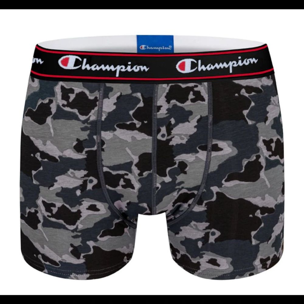 Champion Men's Stretch Cotton Underwear Boxer Shorts - Bicolour Black Gray Patterned Camouflage