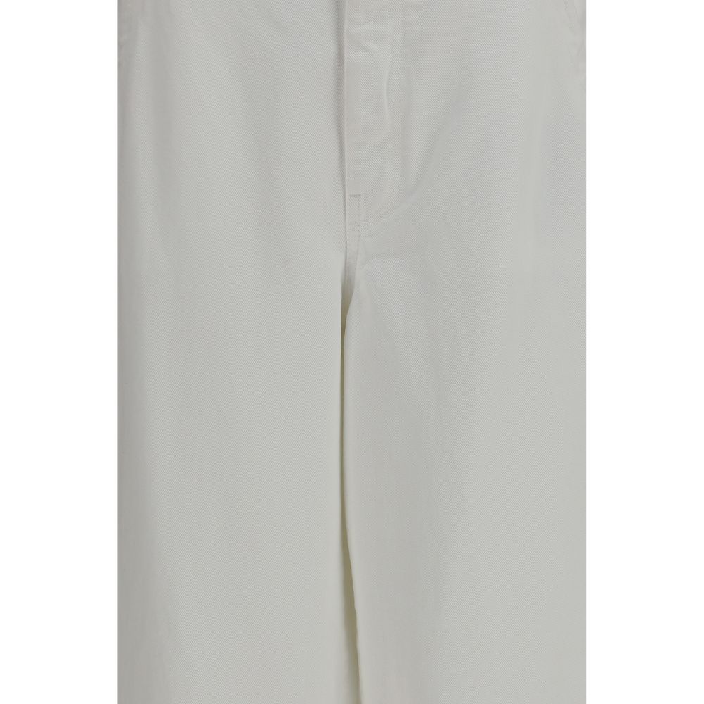 Casual Pants by Brunello Cucinelli for women in cotton white features a polished silhouette with a polished wide & oversized, reaching a polished long and finished with a polished .
