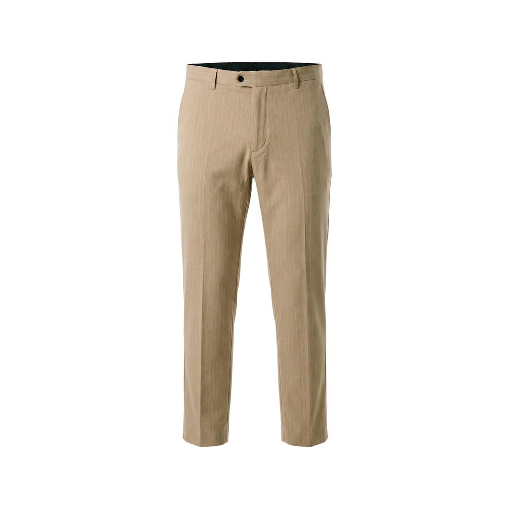 Mulish Men's Straight Wide Polyester Pant Suit - Beige