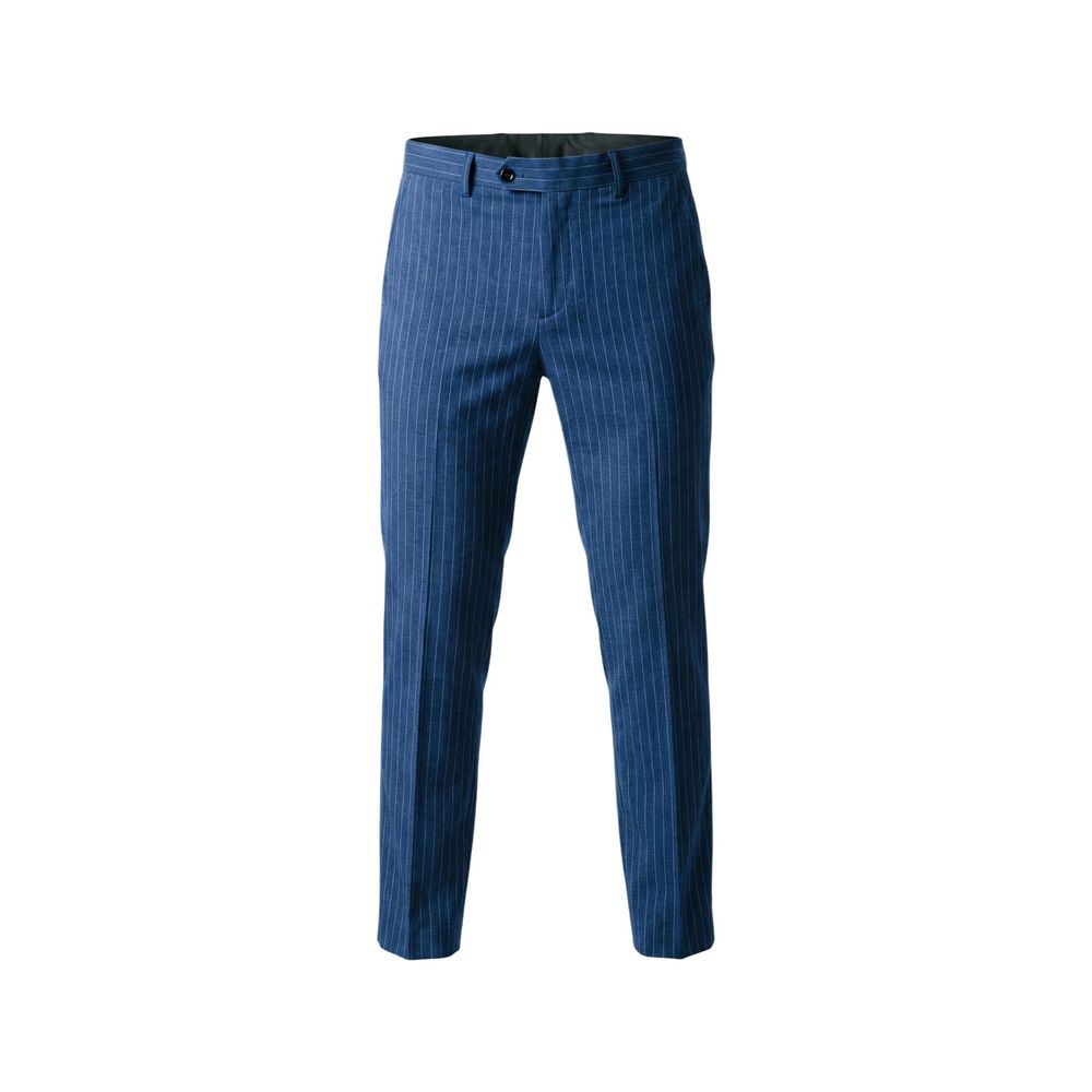 Mulish Men's Straight Wide Polyester Pant Suit - Blue
