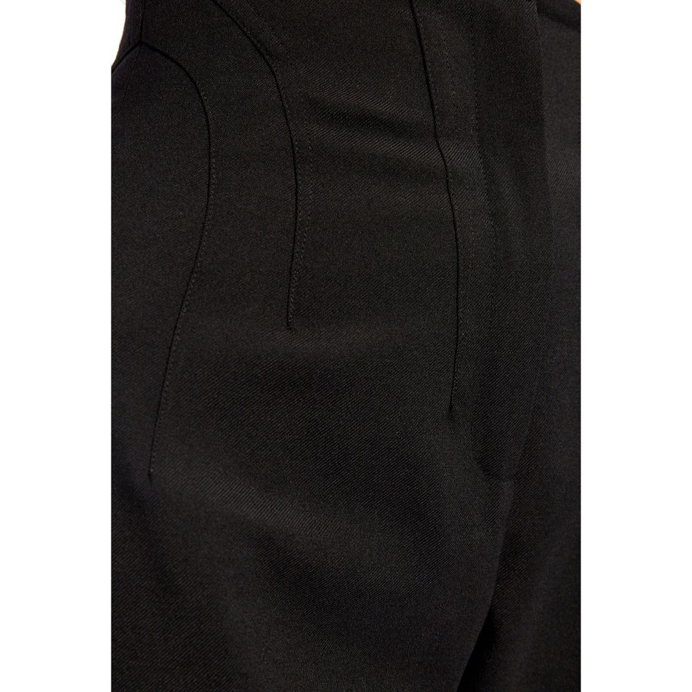 Trousers by Alaïa for women in virgin wool black features an on trend silhouette, showcasing a sophisticated straight with a long and for an on trend finish.