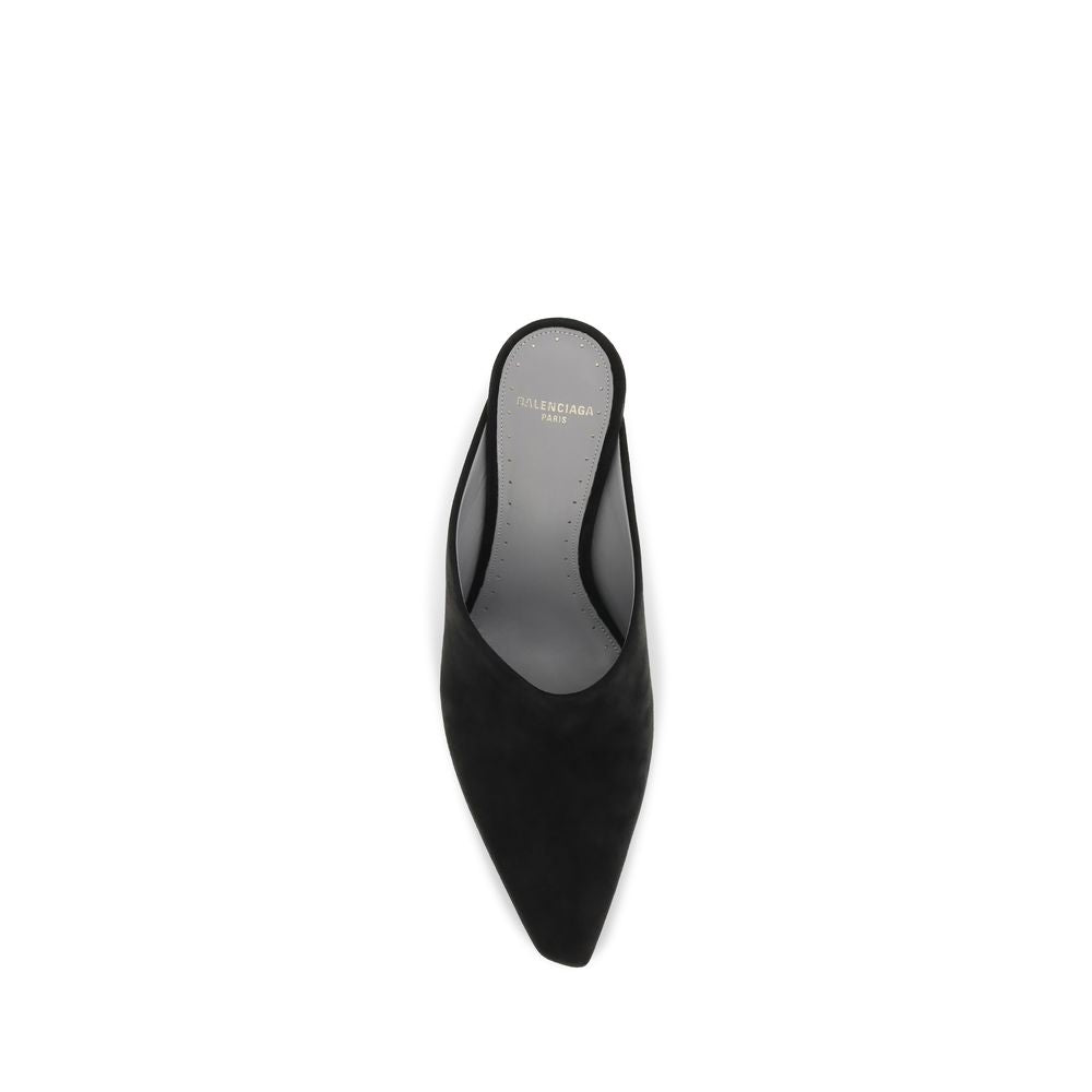 High-Heel Mules Pumps Heels by Balenciaga for women in bos taurus calf suede leather black showcases a exquisite silhouette, perfectly accentuating Women's Bos Taurus Calf Suede Leather High-Heel Mules Pumps Heels with a exquisite high-heel and exquisite pointed toe style.