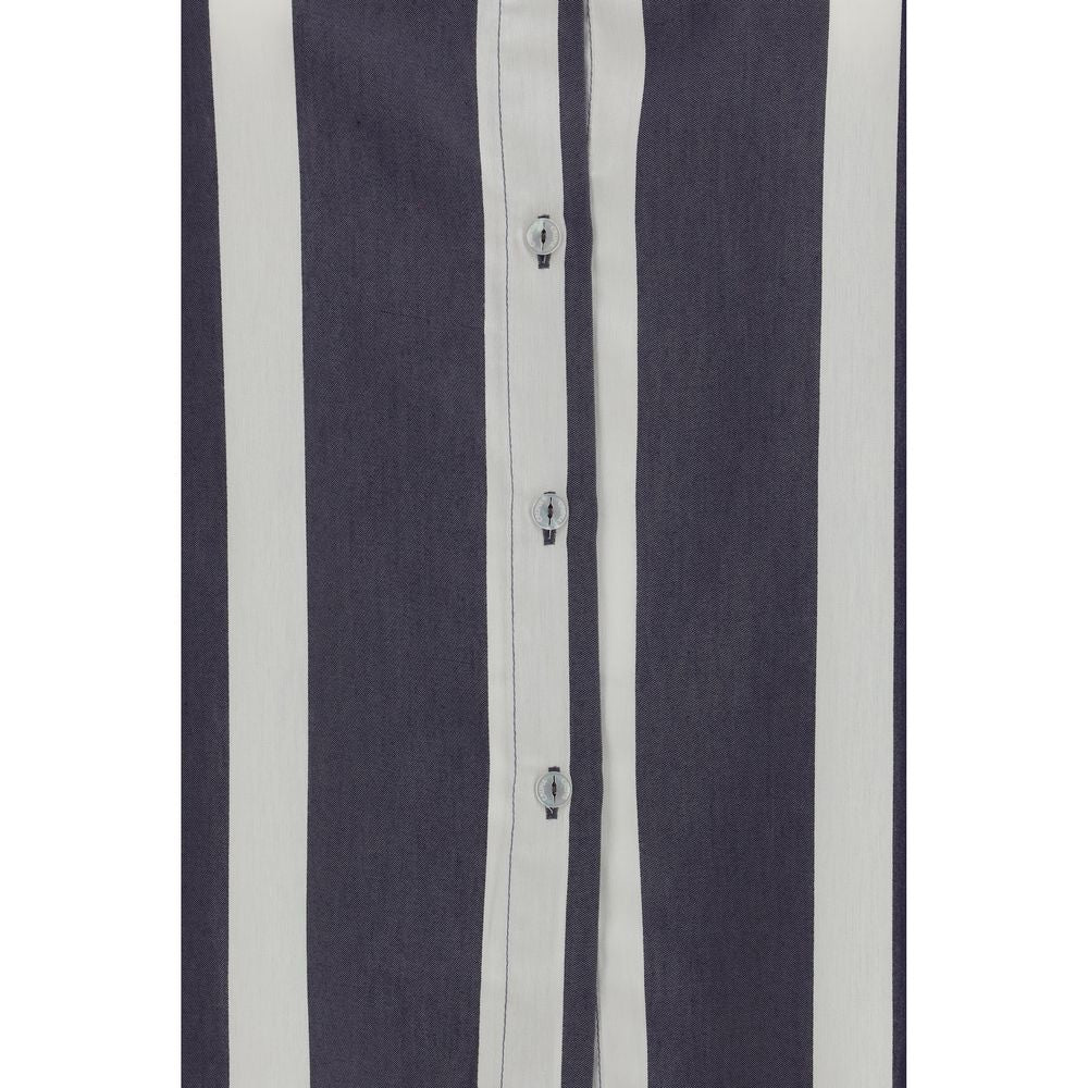 Shirt by Cruna for women in viscose blue, patterned & striped, featuring a nuanced and nuanced for a sophisticated finish.