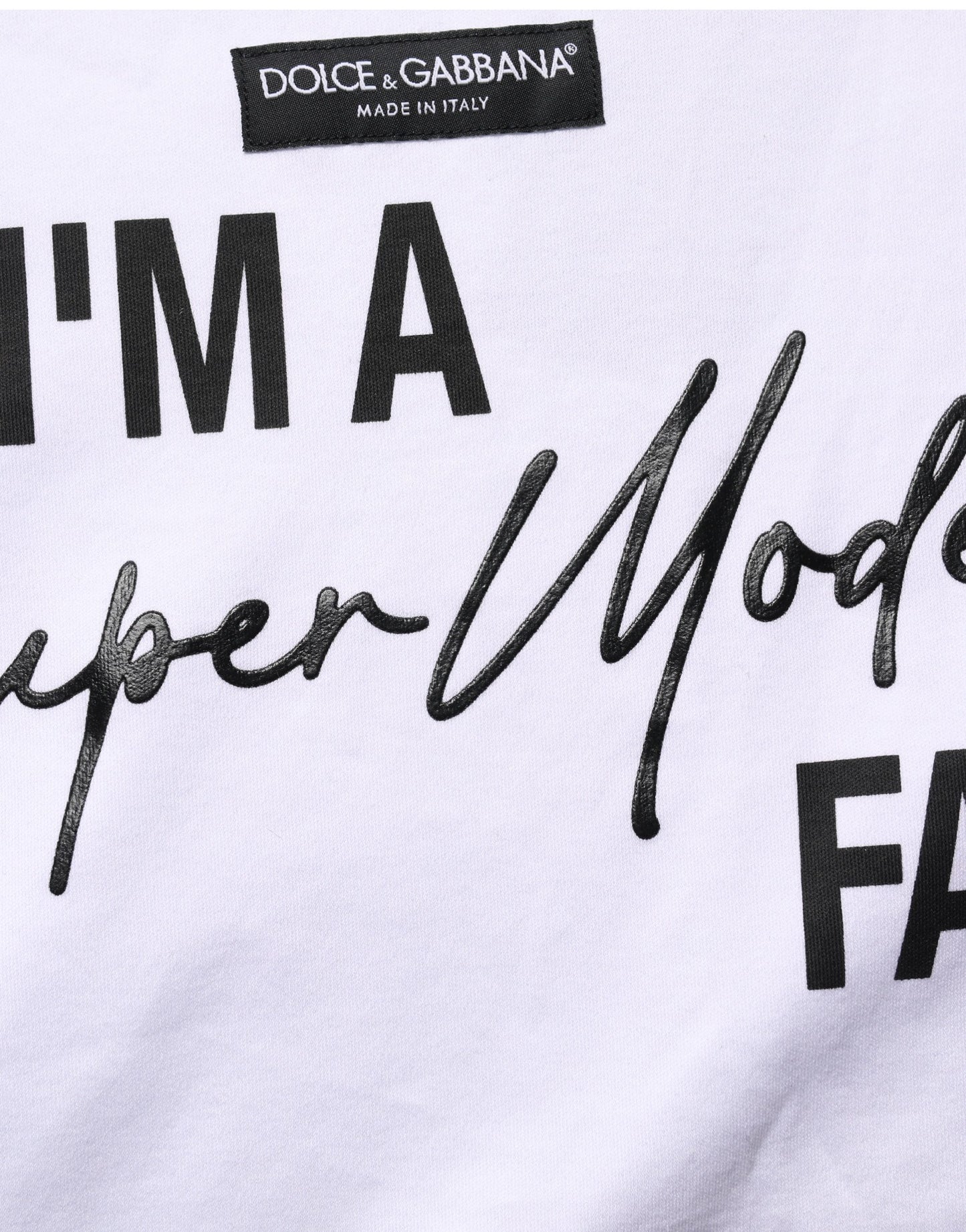 Dolce & Gabbana White I'm A Super Model Fan Print Jersey T-shirt