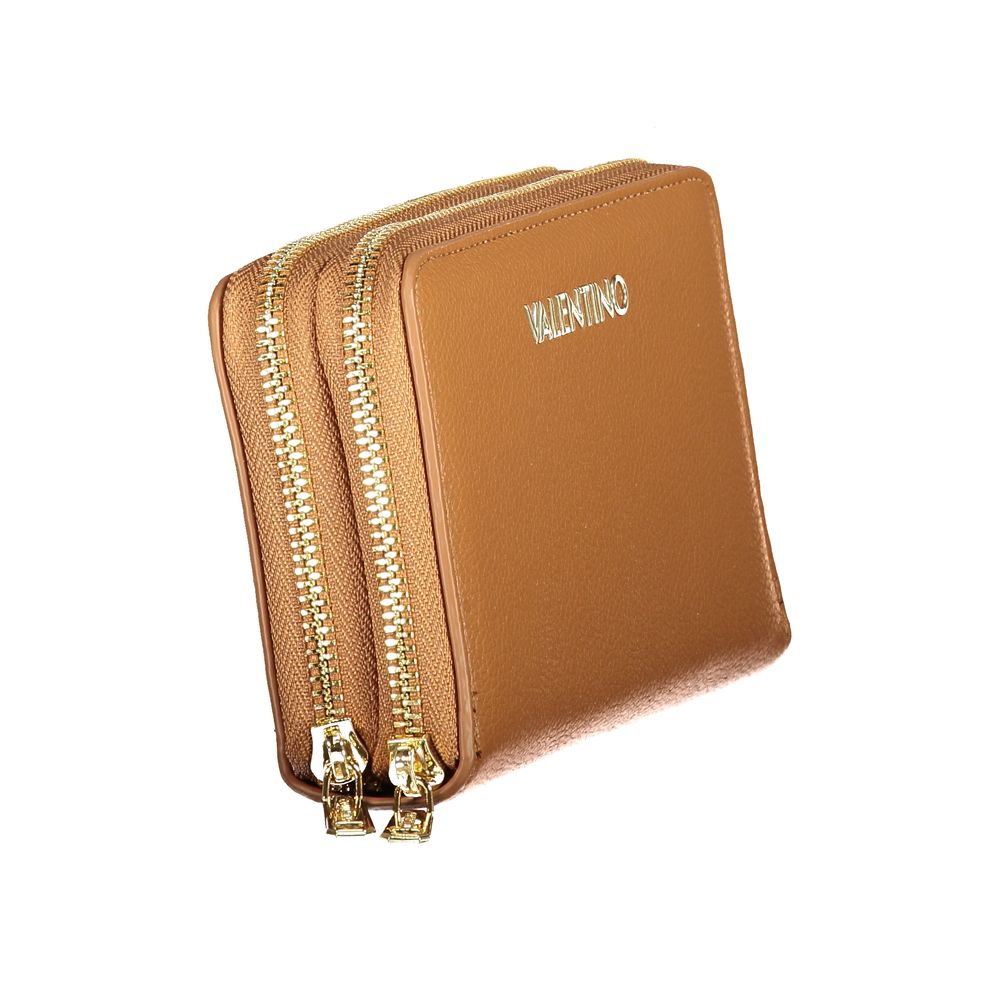 Wallet by Mario Valentino for women in polyurethane brown presents a streamlined silhouette, showcasing the sophisticated design of the Polyurethane Wallet collection with functional .