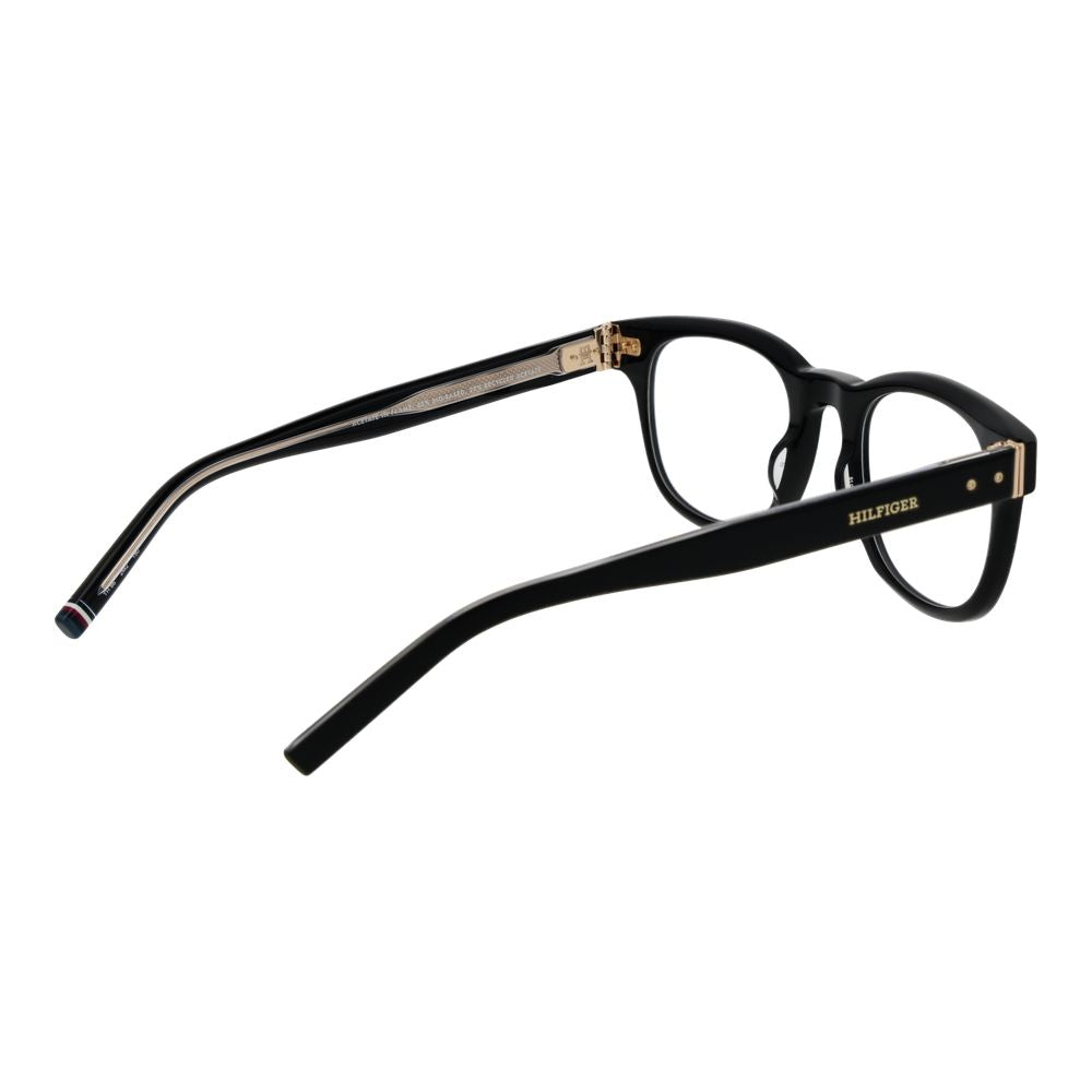 Eyeglasses Frames by Tommy Hilfiger for men in acetate black features an refined silhouette, showcasing the refined black coloured frame and sophisticated full-frame frame design.