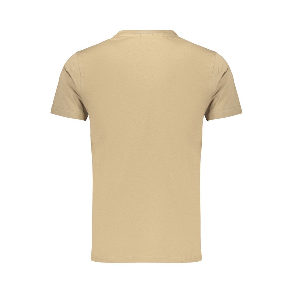 Rifle Men's Crew Neck Cotton T-Shirt - Brown Print