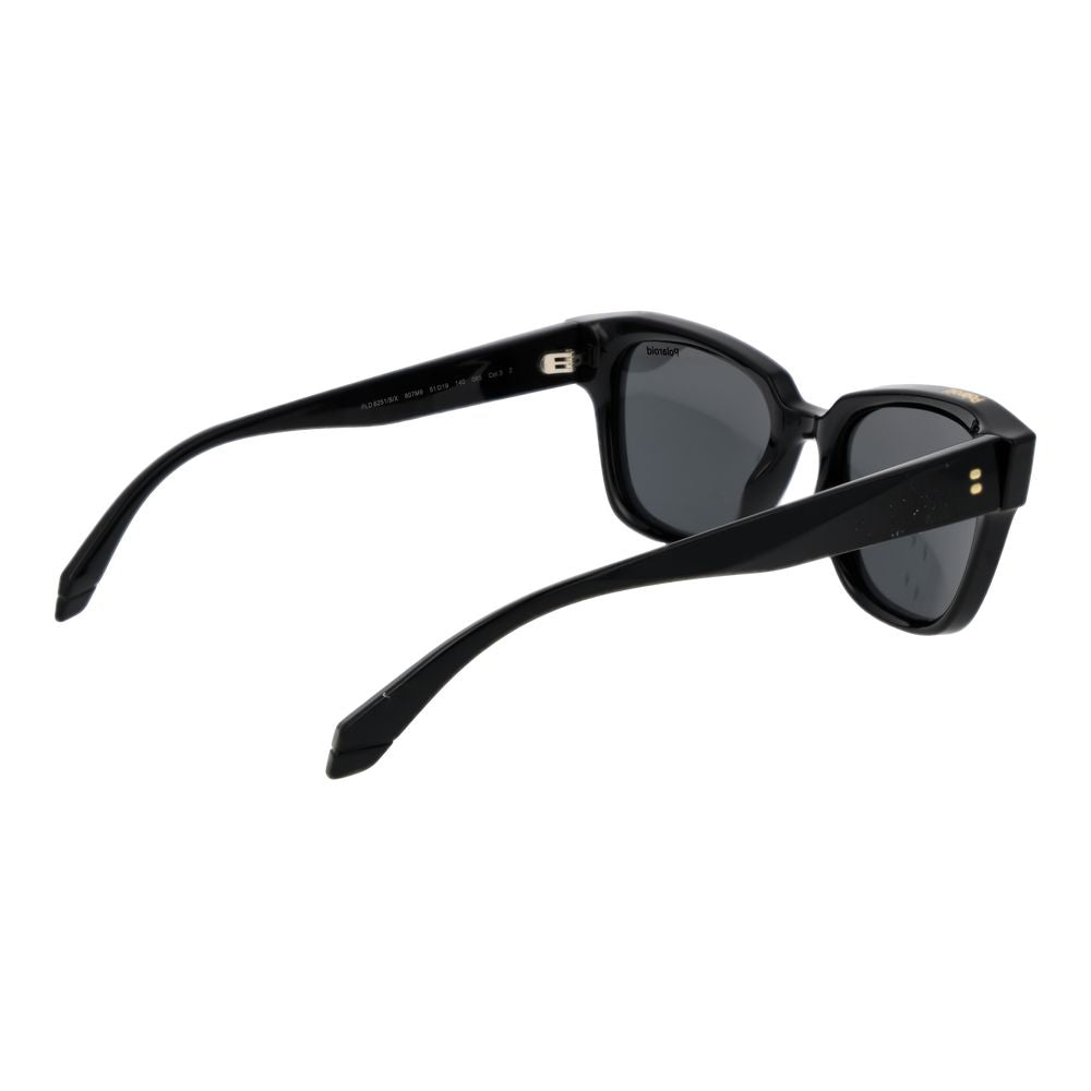 Sunglasses by Polaroid for women in plastic black features an ethereal full-rim cat-eye frame design with black coloured frame frames and polarized category-3-dark-tint lens for a ethereal finish.